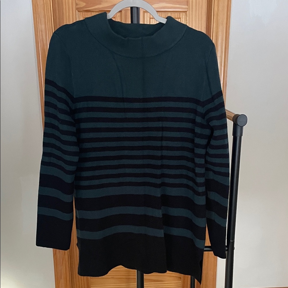 Striped Black and Green Women's Sweater